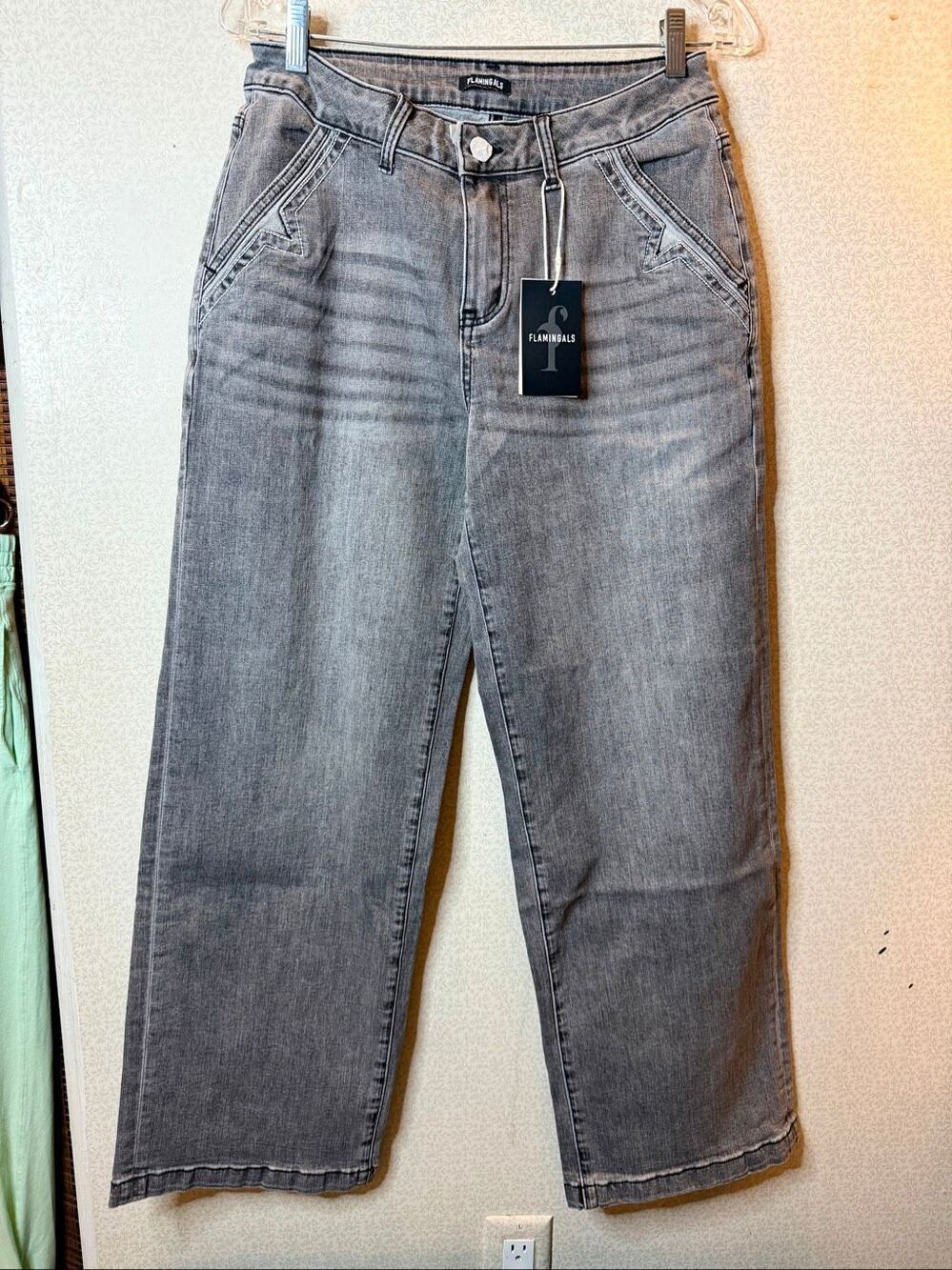 NWT Flamingals gray stone washed jeans